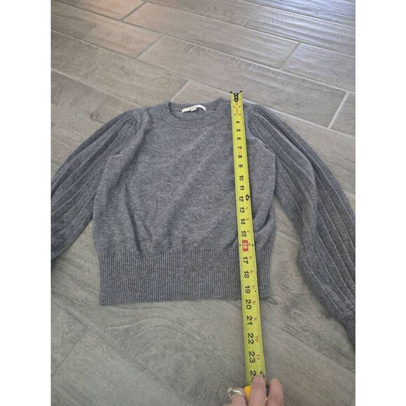 Women's LOFT Pleated Puff Sleeve Sweater Gray‎ Size Small - Picture 2 of 6
